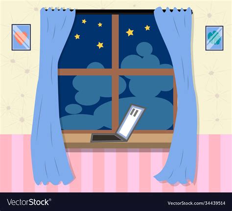 Night out window icon in cartoon style sleep Vector Image