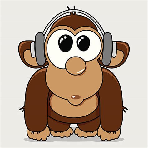 Royalty Free Monkey Headphones Clip Art, Vector Images & Illustrations ...