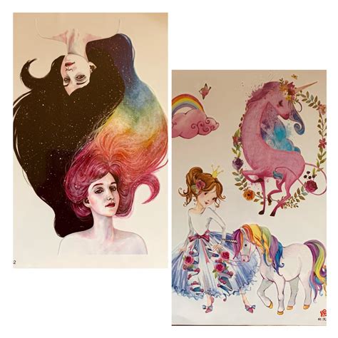 Large Temporary Tattoo UNICORN PEGASUS Rainbow - Etsy