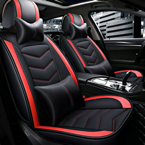 Luxury Auto Car 5 Seats 5-Seats PU Leather Front Rear Cushion Car Seat Cover Universal - Walmart ...