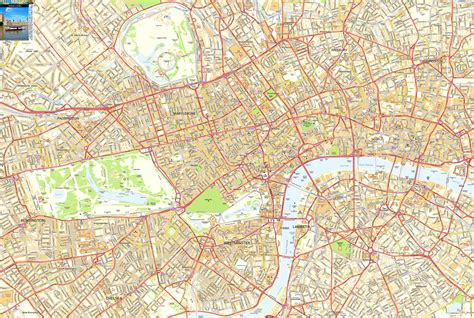 Central London Offline Sreet Map, including Westminter, The City, River Thames, Piccadilly, Soho ...