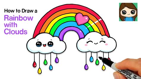 Drawing Of Rainbow In Rain / Cartoon cloud children s drawing simple ...