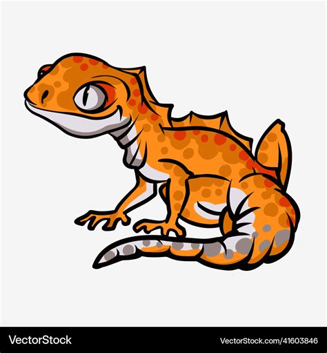 Cute cartoon character green gecko lizard lizard Vector Image