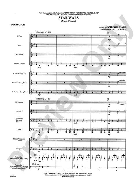 Star Wars® Main Theme: Concert Band Conductor Score & Parts: John Williams - Digital Sheet Music ...