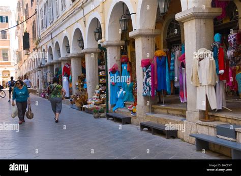 Corfu Old Town Shopping area in old Corfu Town on the Greek island of Corfu Greece GR Stock ...