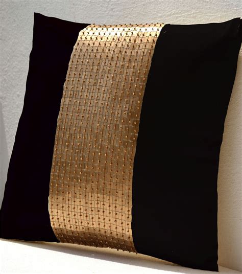 Handmade black and gold throw pillow, gold sequin pillow – Amore Beauté