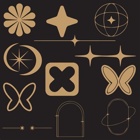 Vector set of Y2K stars, starburst and retro futuristic graphic ornaments for decoration ...