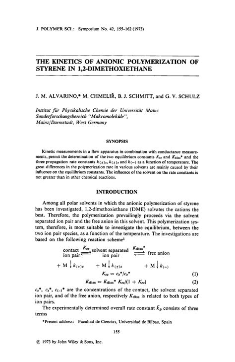 (PDF) The kinetics of anionic polymerization of styrene in 1,2 ...