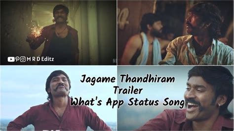 Jagame Thandhiram Trailer What's App Status Song Tamil || Dhanush ️Aish... | What's app status ...