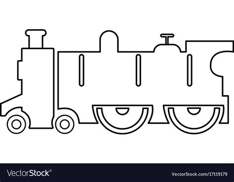 Old steam locomotive icon outline style Royalty Free Vector