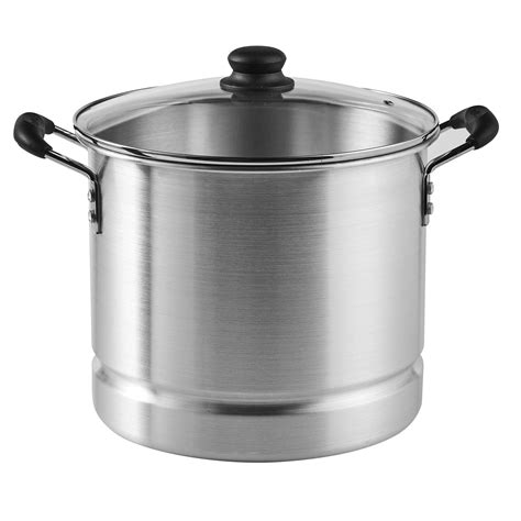 Imusa 16Qt Aluminum Steamer Pot with Glass Lid & Removable Rack in ...