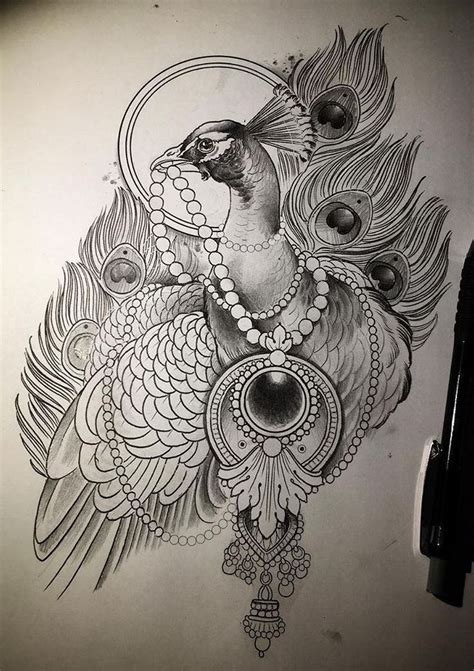 Peacock Tattoo Outline