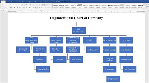 How To Make Organizational Chart In Microsoft Word Youtube - Bank2home.com