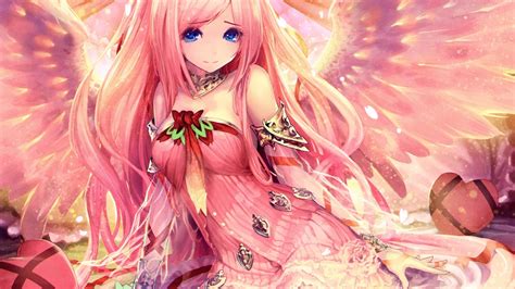 Wallpaper : long hair, anime girls, blue eyes, wings, artwork, pink hair, Shingeki no Bahamut ...