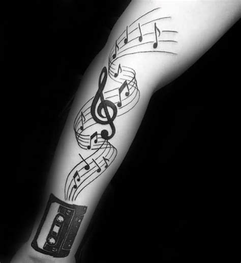 50 Music Staff Tattoo Designs For Men - Musical Pitch Ink Ideas