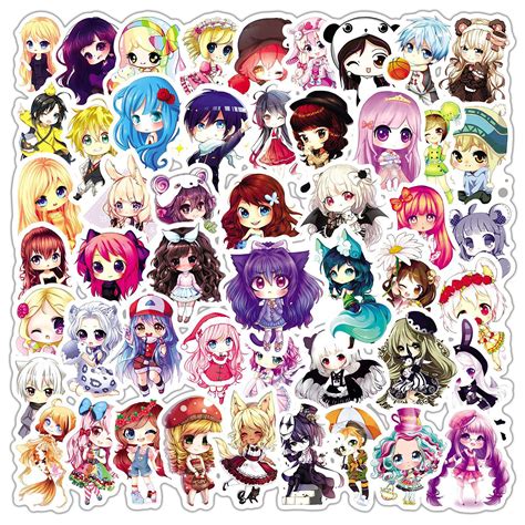 Buy Girl Cute Cartoon Anime Doll Laptop Stickers 50Pcs Pack, Water Bottle Travel Case Computer ...