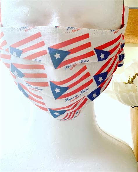 Puerto Rico flag pleated face masks washable face mask made in | Etsy