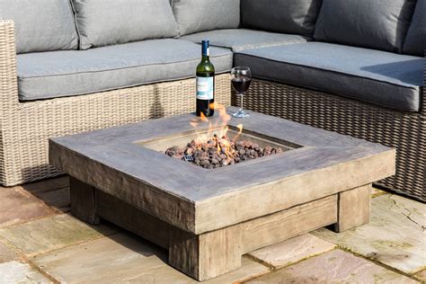 Peaktop - Outdoor Retro Wood Look Square Propane Gas Fire Pit - Walmart.com - Walmart.com