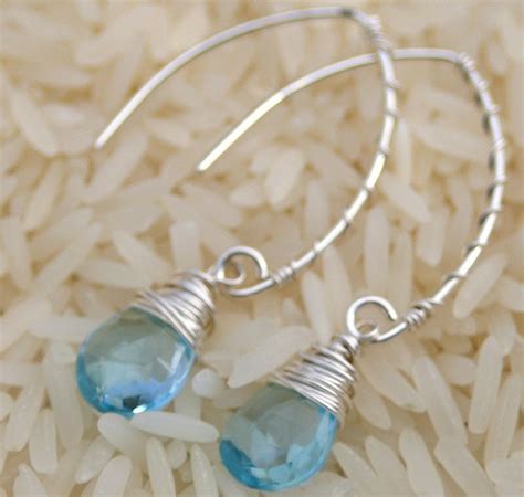 Blue Topaz Earrings Blue Topaz and Sterling Silver Earrings Blue Topaz Briolette Earrings - Etsy