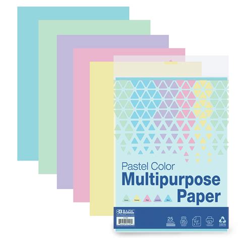 Pastel Color Multipurpose Paper 25 Ct. | Bazic Products Bazic Products