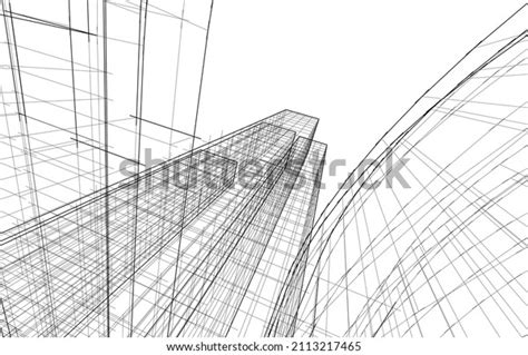 Abstract Architecture Linear Drawing Vector Illustration Stock Vector (Royalty Free) 2113217465 ...