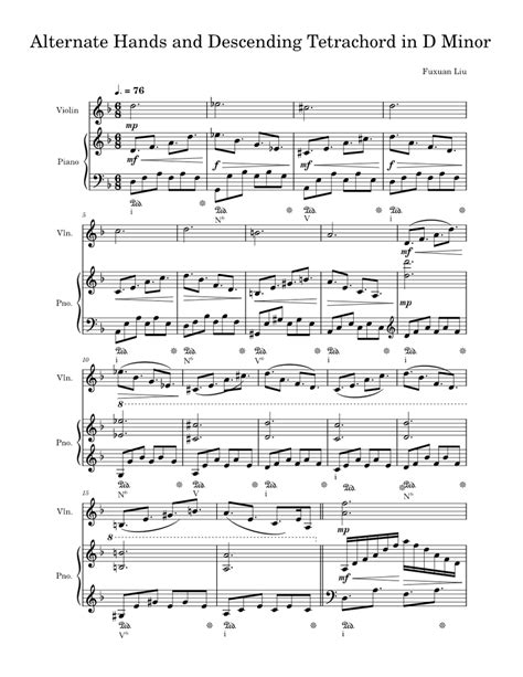 Alternate Hands and Descending Tetrachord in D Minor Sheet music for Piano, Violin (Mixed Duet ...