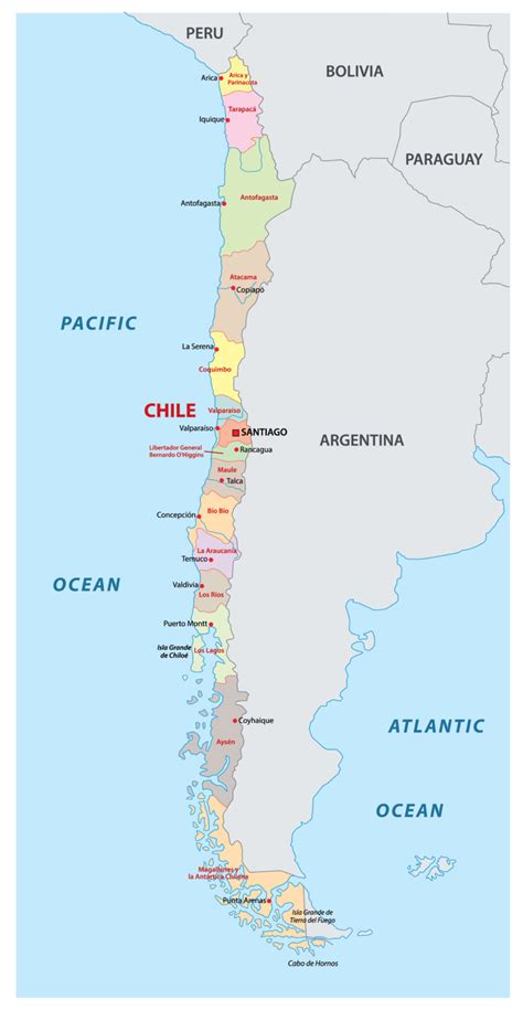 Labeled Map of Chile - World Map with Countries