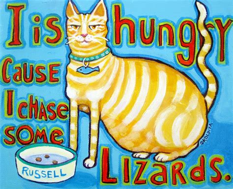 Orange Cat Art Orange Tabby Cat Cat Folk Art Cat Quote | Etsy