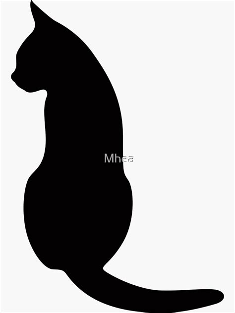 "Cat sitting down, silhouette" Sticker for Sale by Mhea | Redbubble