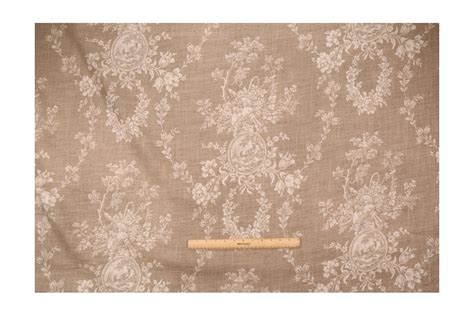 Waverly Country House Toile Printed Linen Drapery Fabric in Linen