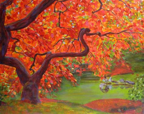 Robie Benve Art: Japanese Maple Tree - Acrylic Landscape Painting