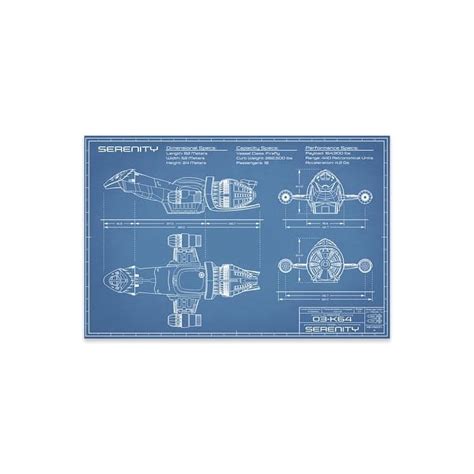 Serenity Firefly Spaceship Blueprint Print On Acrylic Glass by Action Blueprints - Bed Bath ...