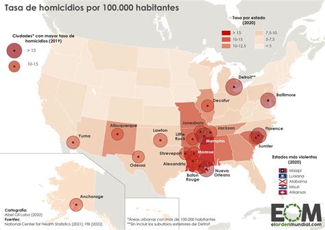 El mapa de la violencia en Estados Unidos - Mapas de El Orden Mundial - EOM