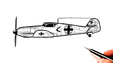 How to draw a WW2 Fighter Plane Messerschmitt Bf 109 | Airplane drawing - YouTube