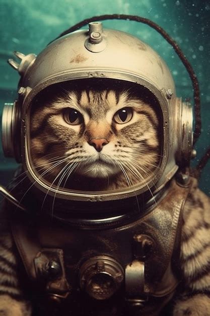 Premium AI Image | A cat in a space suit is wearing a space suit.