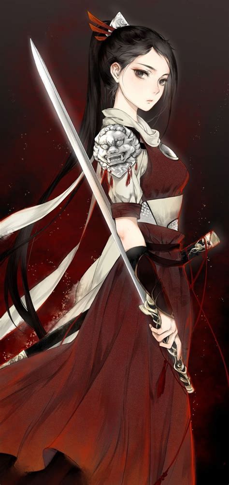 Anime warrior girl with sword red Art Anime Fille, Fille Anime Cool, Cool Anime Girl, Anime Art ...