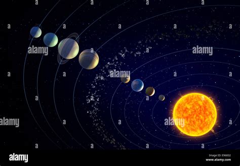 Solar system - Sun, the planets and the asteroid belt Stock Photo - Alamy