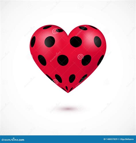 Vector Illustration of 3d Red Heart with Ladybug Colors. Stock Vector - Illustration of lady ...