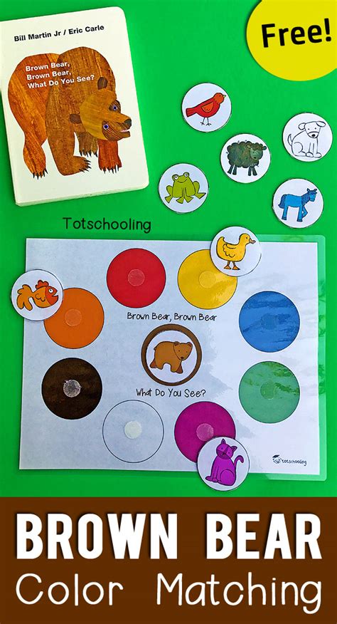 Brown Bear Color Matching Printable for Toddlers | Totschooling - Toddler, Preschool ...