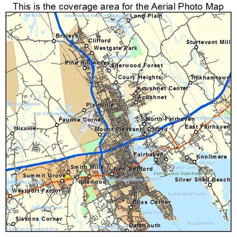 Aerial Photography Map of New Bedford, MA Massachusetts