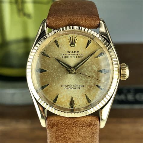 1954 Vintage Rolex 6551 Oyster Perpetual Serpico Y Laino 18k Gold With ...