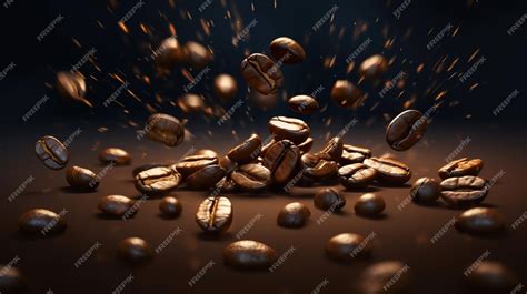 Premium AI Image | Falling coffee beans on dark background