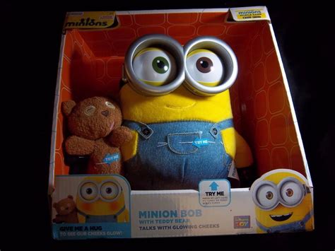 NEW MINION BOB with TEDDY BEAR - Plush Figure TALKS WITH GLOWING CHEEKS ...