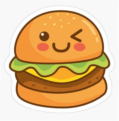 Vector Hamburger Digital Illustrations Kawaii Burger emoji Clipart Cute Cheese Burger PNG ...