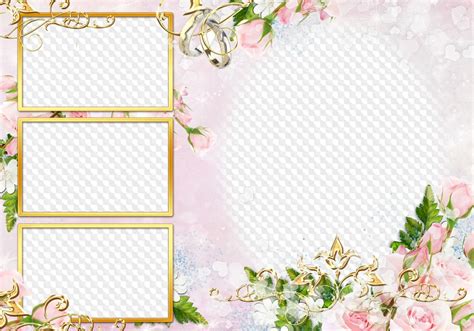 Stylish wedding collage frame for four photos - Pink glitter