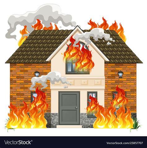 A modern house on fire illustration. Download a Free Preview or High ...