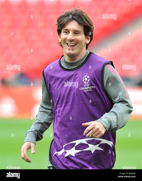 Barcelonas lionel messi training session wembley stadium hi-res stock photography and images - Alamy