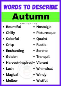 20+ Best Words to Describe Autumn, Adjectives for Autumn - EngDic