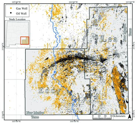 Study area map illustrating the distribution of oil and gas wells. | Download Scientific Diagram