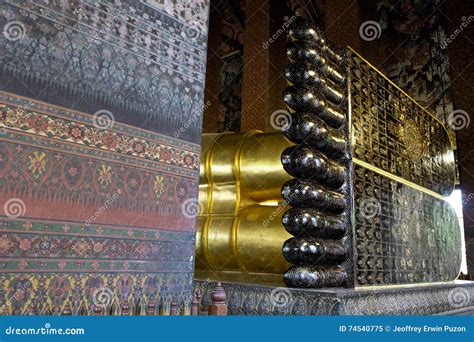 Reclining Buddha Feet stock image. Image of culture, religious - 74540775